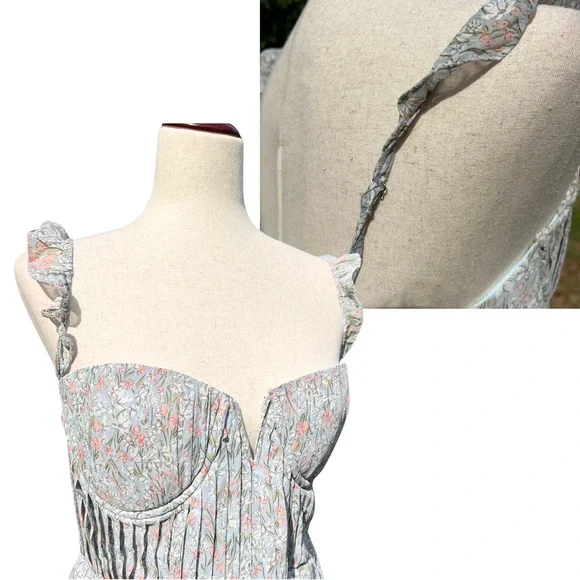 NWT ASTR the Label Midsummer Multi Floral Tiered Maxi Blue Dress Size XL Spring - Picture 6 of 9